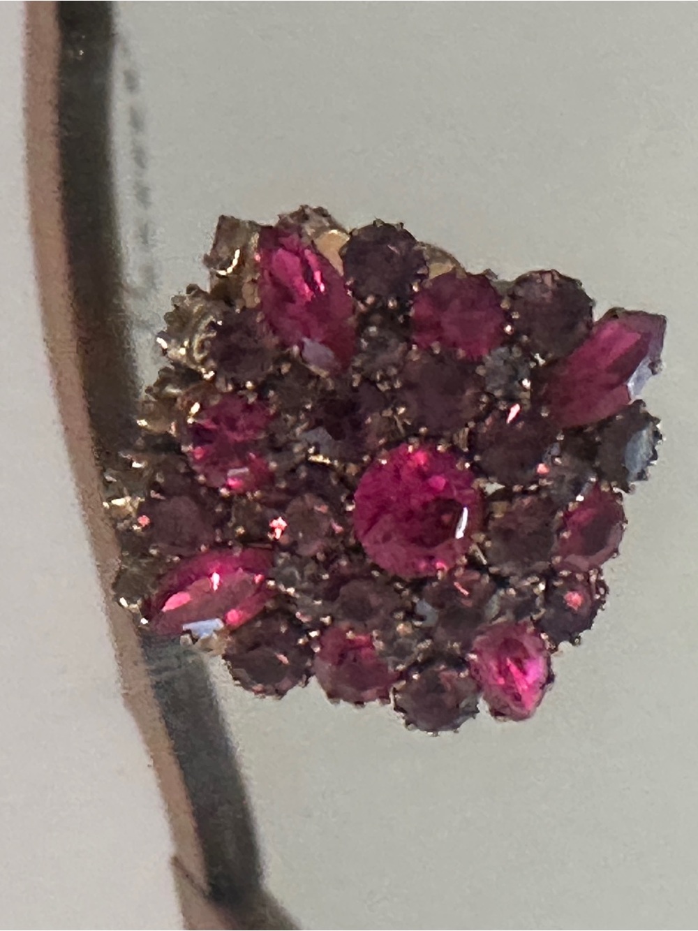 Source Unknown Pink Cluster Crystal Brooch